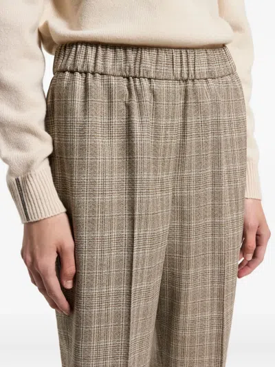 Peserico Check-pattern Trousers In Gray