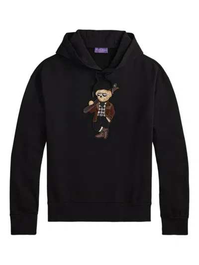 Ralph Lauren Polo Bear Cotton-cashmere Fleece Hoodie In Black
