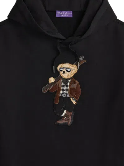 Ralph Lauren Polo Bear Cotton-cashmere Fleece Hoodie In Black