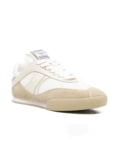 Chloé Low-top Sneakers With Rubber Sole And Mesh In Neutral