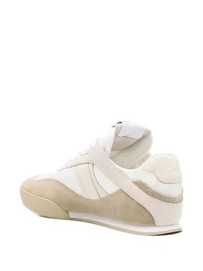Chloé Low-top Sneakers With Rubber Sole And Mesh In Neutral