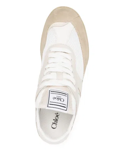 Chloé Low-top Sneakers With Rubber Sole And Mesh In Neutral