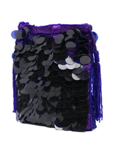 P.a.r.o.s.h Sequin-embellished Shoulder Bag In Black