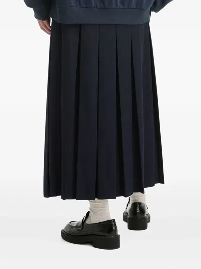 B+ab Drawstring Midi Pleated Skirt In Blue