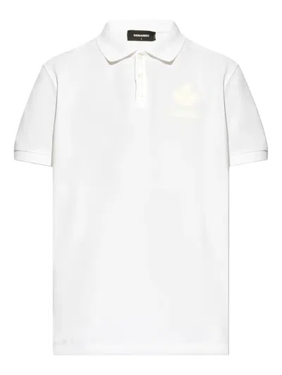 Dsquared2 Raised-logo Cotton Polo Shirt In White