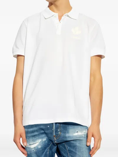 Dsquared2 Raised-logo Cotton Polo Shirt In White