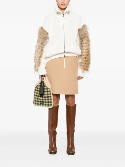 P.a.r.o.s.h Side-split Wool Skirt In Neutral