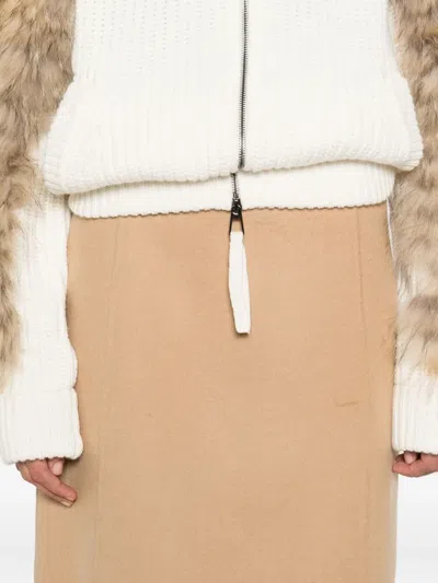 P.a.r.o.s.h Side-split Wool Skirt In Neutral