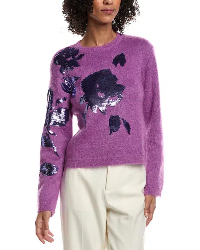 Valentino Sequin Patch Wool & Mohair-blend Sweater In Purple