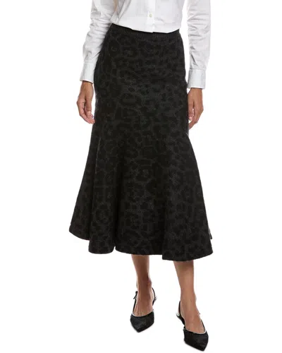 Valentino Leopard Pattern Flared Knitted Skirt In Black