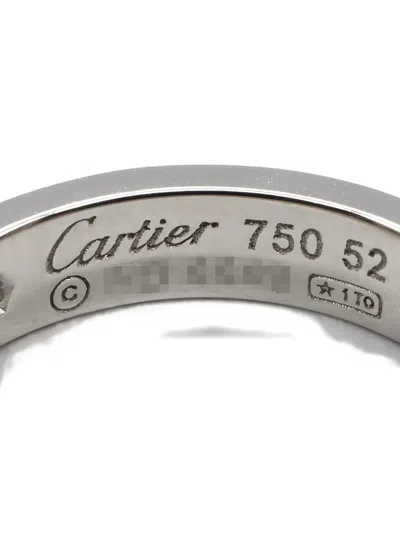 Pre-owned Cartier 14k White Gold Mini Love Diamond Ring In Silver