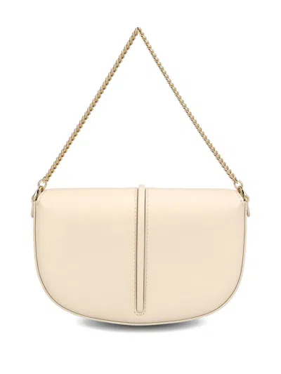 Fendi Graphy Leather Wallet On Chain In Neutral