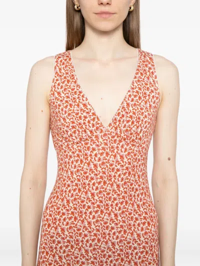 Reformation Brayden Floral-print Stretch-jersey Midi Dress In Pink