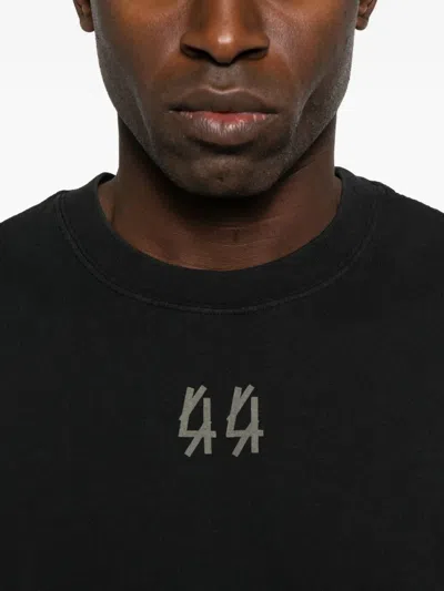44 Label Group Black Sleeveless Crewneck Top With Logo Detail On The Front And Maxi Logo Print On The Rear In Cotto In Black