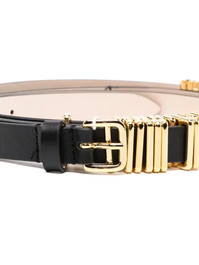 Dehanche Pointed Leather Belt In Black