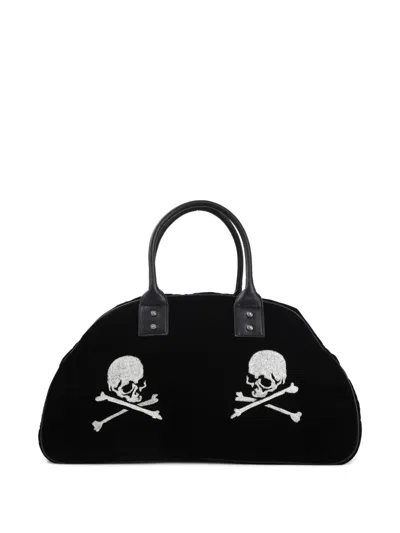 Mastermind Japan Skull Embroidered Velvet Duffle Bag In Black | ModeSens