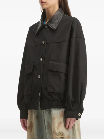 Tout A Coup Leather-collar Pocket Jacket In Black