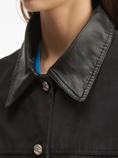 Tout A Coup Leather-collar Pocket Jacket In Black
