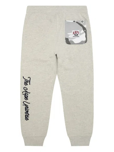 Aape By A Bathing Ape Logo-patch Camouflage-pocket Track Pants In Gray