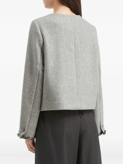 B+ab Pocket-trimmed Embellished-cuff Jacket In Gray
