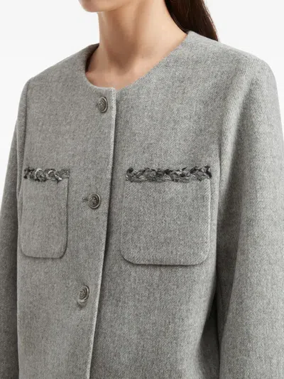 B+ab Pocket-trimmed Embellished-cuff Jacket In Gray