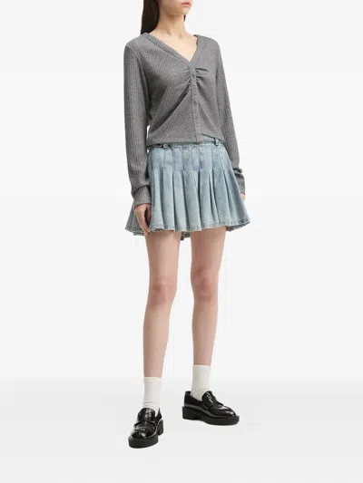 B+ab Ribbed Buttoned Cardigan In Gray