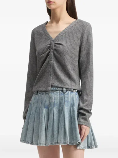 B+ab Ribbed Buttoned Cardigan In Gray