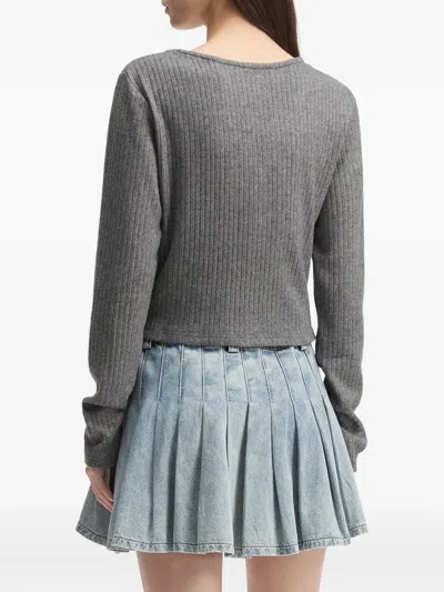 B+ab Ribbed Buttoned Cardigan In Gray