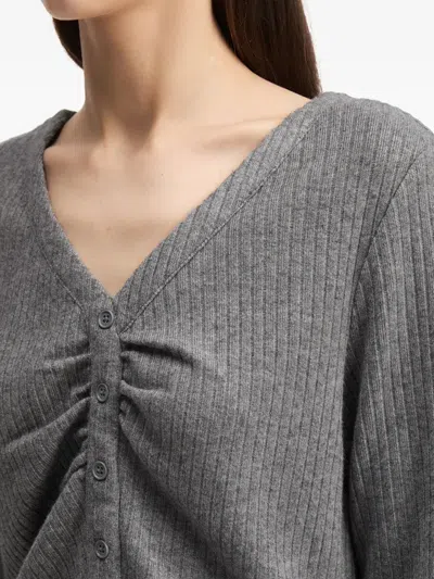 B+ab Ribbed Buttoned Cardigan In Gray
