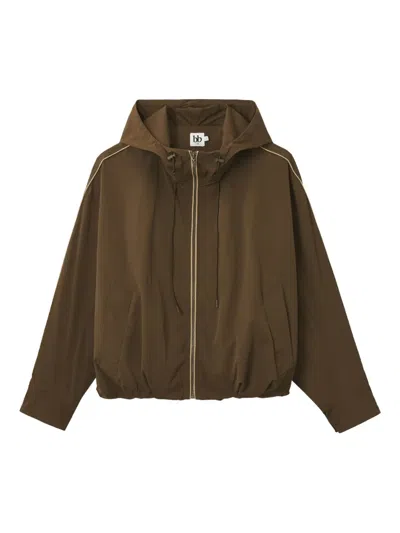 B+ab Hooded Drawstring Jacket In Brown