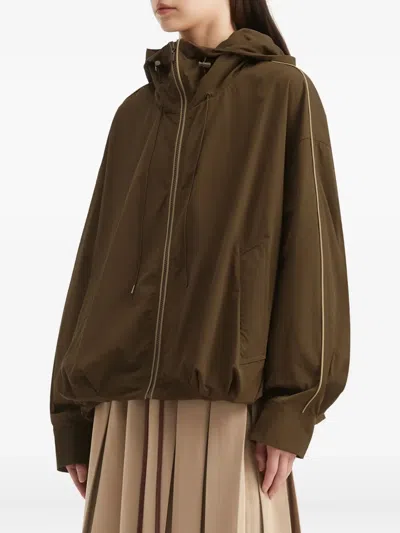 B+ab Hooded Drawstring Jacket In Brown