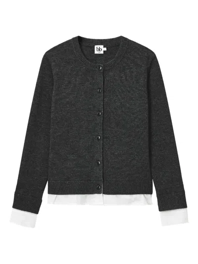 B+ab Layered Buttoned Cardigan In Gray