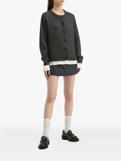 B+ab Layered Buttoned Cardigan In Gray