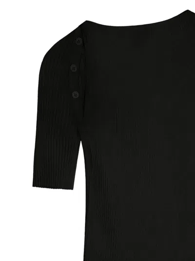 Courrèges Asymmetric Hem Top Featuring Button Detail In Black