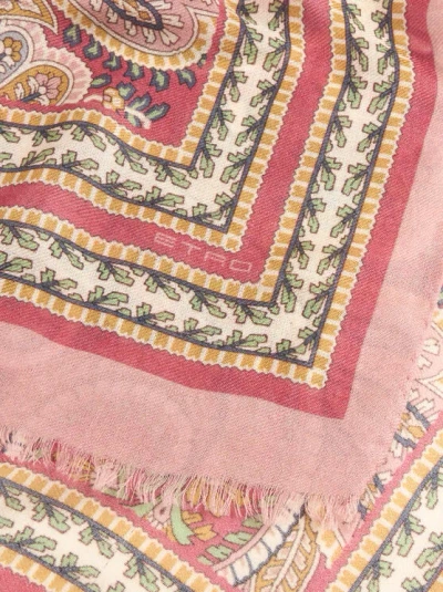 Etro Wool And Cashmere Scarf With Placed Print In Multi