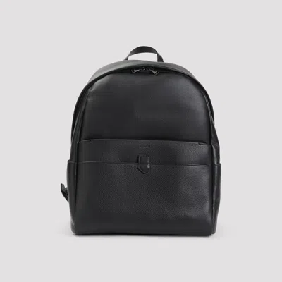 Canali Zip Leather Backpack In Black
