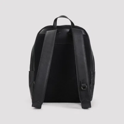 Canali Zip Leather Backpack In Black
