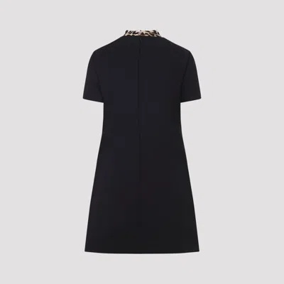Valentino Black Crepe Couture Dress With Animal-print Bow