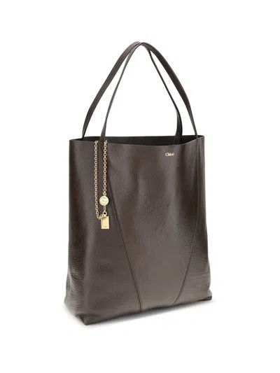 Chloé Spin Large Tote Bag In Brown