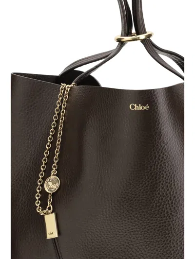 Chloé Spin Large Tote Bag In Brown