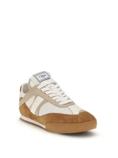 Chloé Kick Brown And White Sneakers In Mesh And Leather In Multi