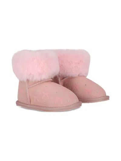 Monnalisa Bow-embellished Boots In Pink