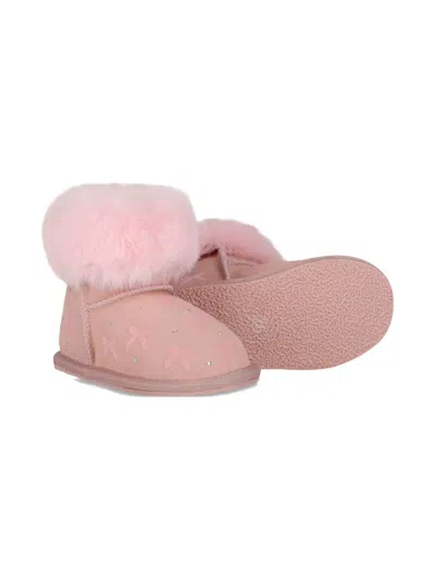 Monnalisa Bow-embellished Boots In Pink