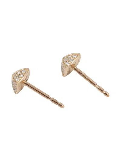 Pre-owned Hermes 18k Rose Gold Clou D'h Diamond Earrings In Pink
