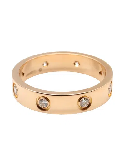 Pre-owned Cartier Mini Love Diamond Ring In Gold