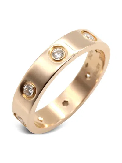 Pre-owned Cartier Mini Love Diamond Ring In Gold