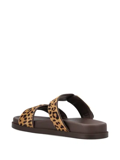 Fendi Feel Leopard Calf Hair Slide Sandals In Animal Print