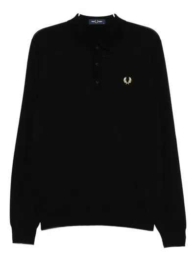 Fred Perry Logo-embroidered Polo Shirt In Black