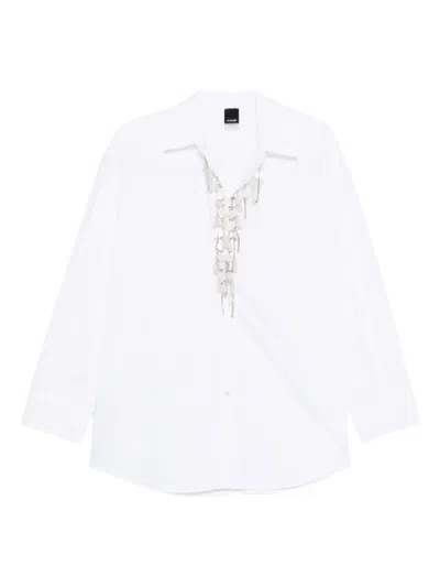 Pinko Loose-fit White Shirt With Decorative Beads In White