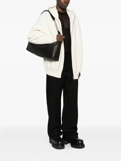 Rick Owens Shoulder Bag With Metal Hardware And Textured Finish In Black